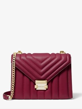Michael Kors Whitney Maroon Quilted Shoulder Bag